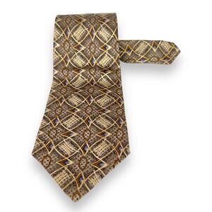 Robert Talbott BOC Men's Tie Size 4 x 58.5 Brown Gold Blue‎ 100% Silk Jacobson's
